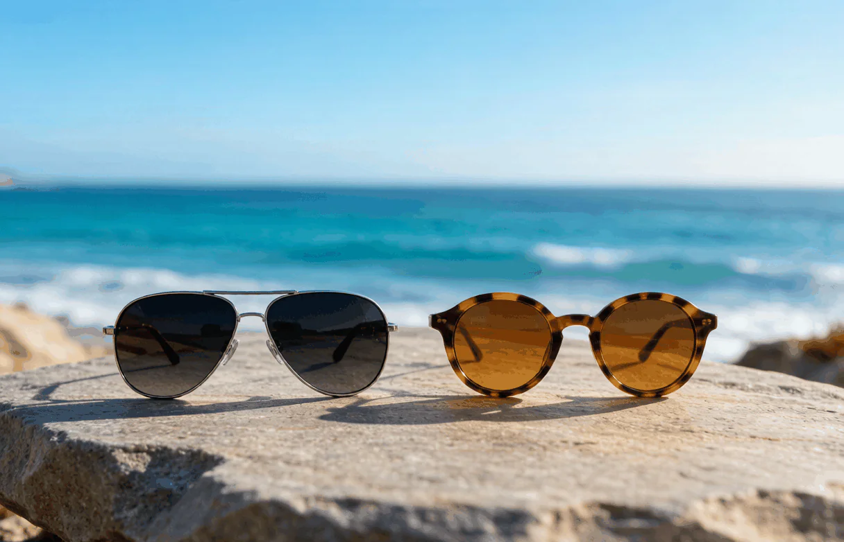 Top Sunglass Spot frame details and outdoor styling